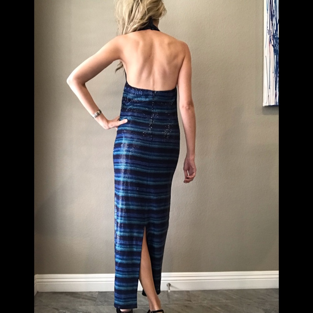 St. John Couture Blue Sparkle Evening Gown - Picture 2 of 8